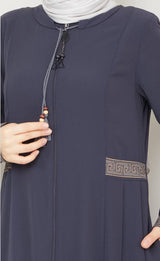 Classic Embroidery Abaya (Charcoal)