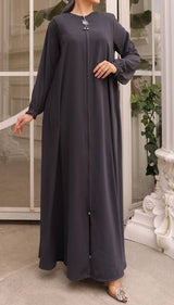 Smokey Grey Zipper Abaya (Turkey)