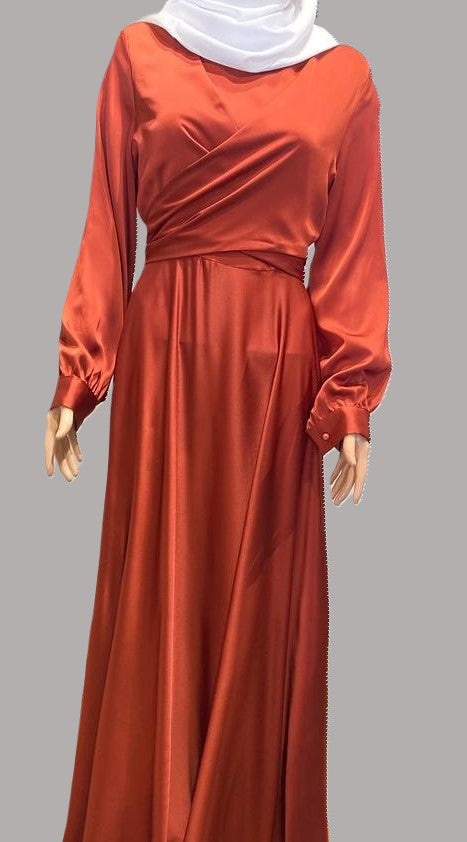 Tie-back Satin Silk Gown (Chestnut)