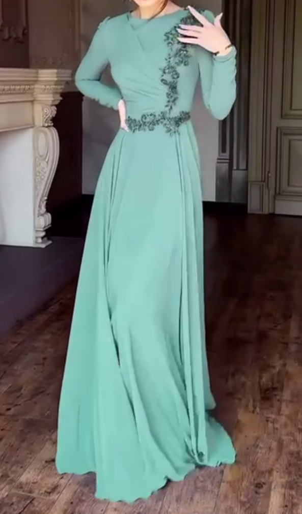 Celeste Chiffon Party Dress (Teal)