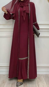 Crimson Fancy Abaya Set