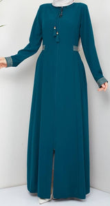 Classic Embroidery Abaya (Dark Teal)