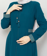 Classic Embroidery Abaya (Dark Teal)