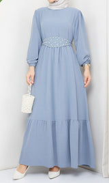 Dusky Blue Maxi with Beaded Belt