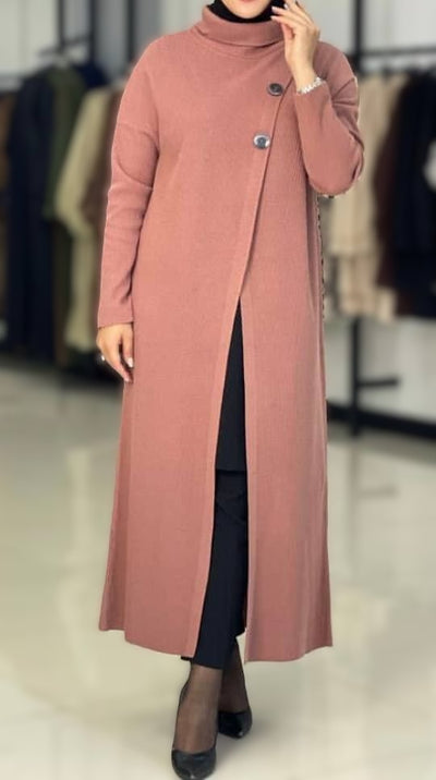 Long Knit Cardigan Dusky Pink