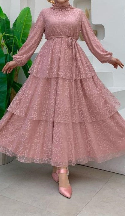Dusky Pink Lace Dress