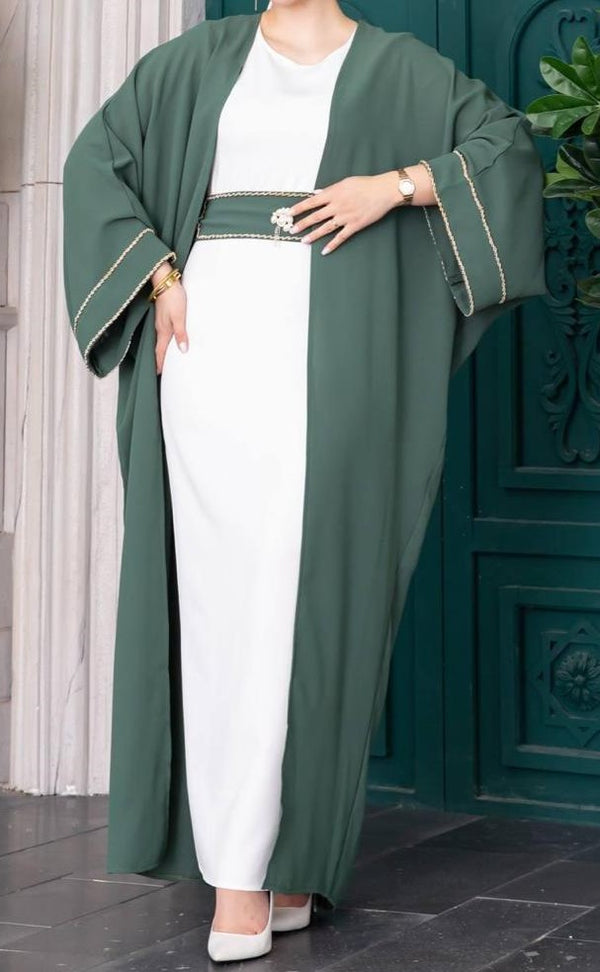 Chic Fern Green Abaya Set