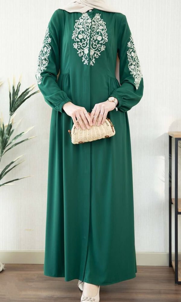Chic Embroidery Abaya (Emerald)