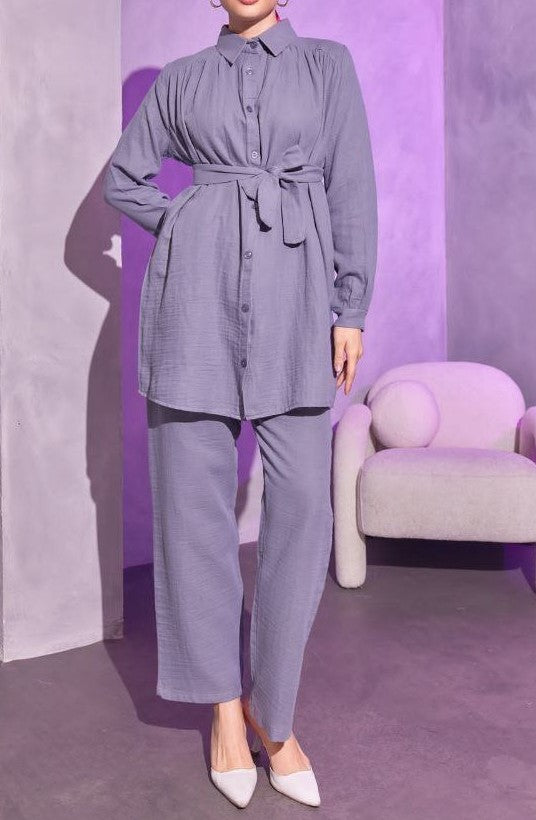 Cotton Tunic/Pants Set(Grey)