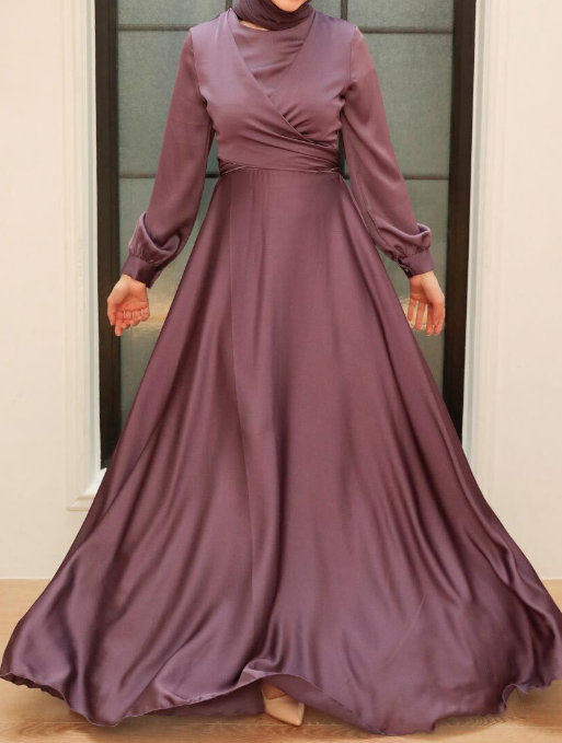 Tie-back Satin Silk Gown (Lavender)