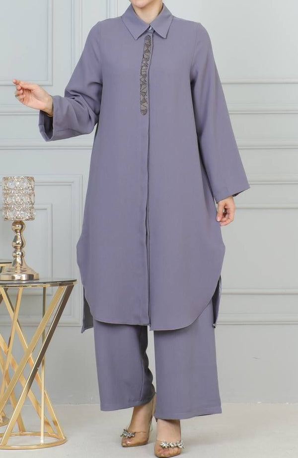 Elegant Tunic Set (Grey)