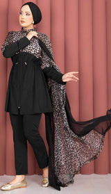 Leopard Print Burkini w Kimono