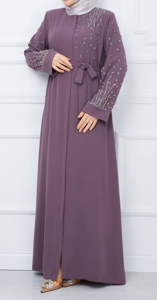 Chic Ornate Abaya (Dusky Mauve)