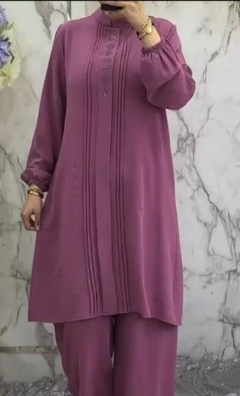 Mauve Pink Tunic Set (Plus sizes)