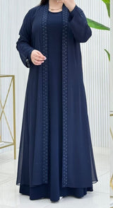 Elegant Rhinestone Abaya (Midnight Blue)