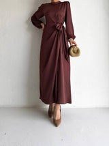 Mocha Side Tie Dress