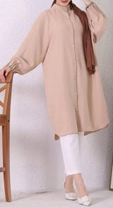 Long Button Front Tunic (Nude)