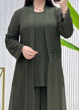 Dark Olive Lace Shrug Set (Plus Sizes)