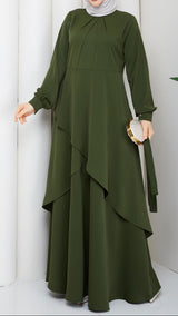 Trendy Layered Maxi (Olive)