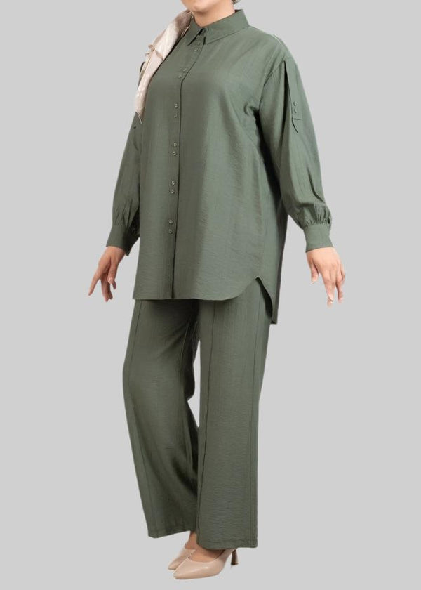 Casual Tunic & Pants Set (Olive)