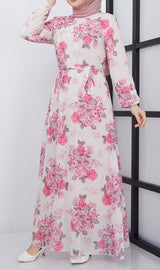 Fuchsia Floral Chiffon Maxi