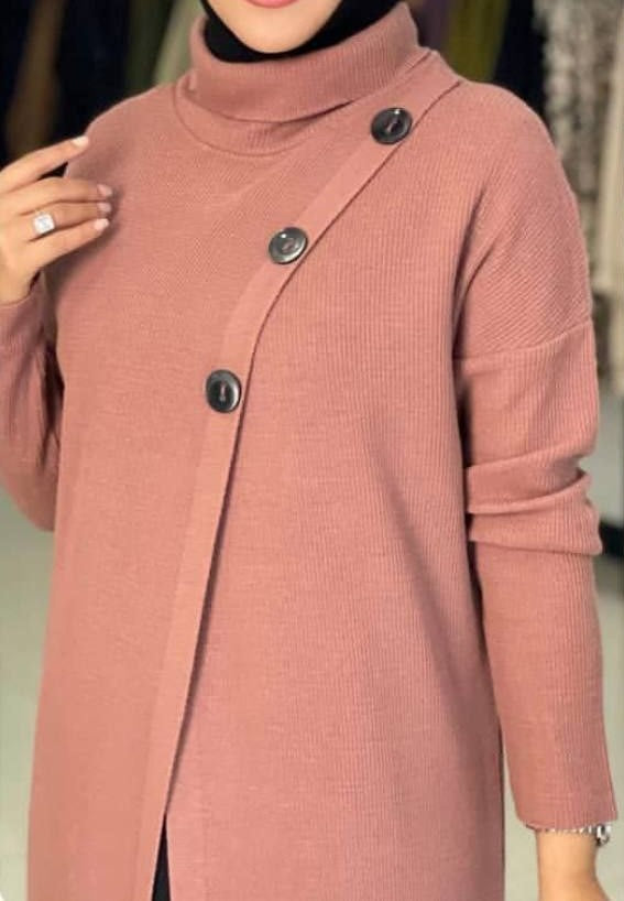 Long Knit Cardigan (Dusky Pink)