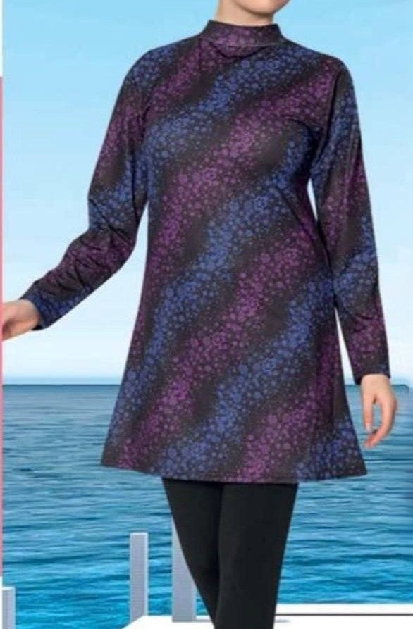 Spiral Print Burkini- Modest Swimwear