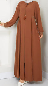 Classic Embroidery Abaya (Brown)