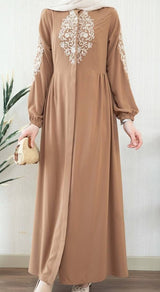 Chic Embroidery Abaya (Tan)