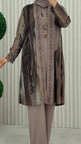 Casual Shrug Set-Taupe(Plus Sizes)