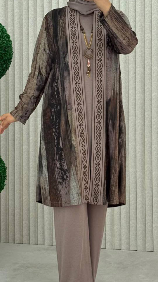 Casual Shrug Set-Taupe(Plus Sizes)