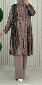 Casual Shrug Set-Taupe(Plus Sizes)