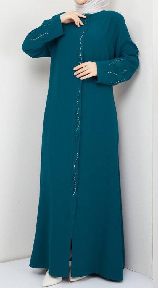 Elegant Dark Teal Abaya - Plus Sizes