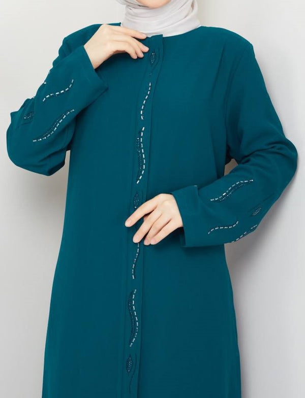 Elegant Dark Teal Abaya - Plus Sizes