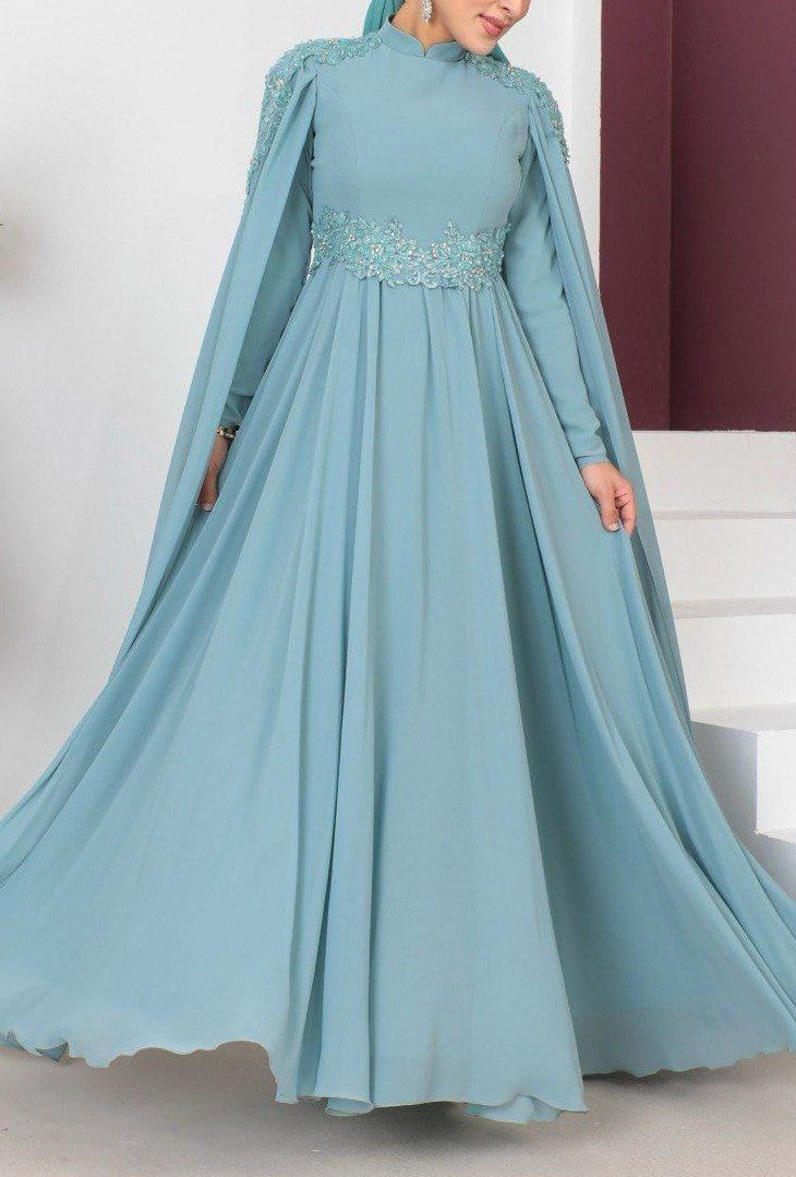 Chic Chiffon Party Dress (Teal)