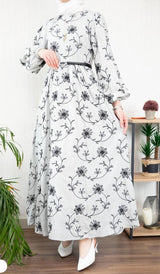 Cotton Embroidery Dress / Grey