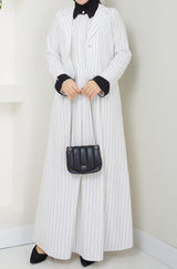 Elegant Pinstripe Dress w Blazer (Black)