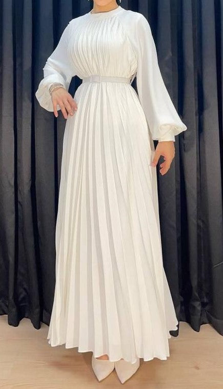 Lulu White Flare Pleated Maxi