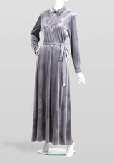 Silver Grey Velvet Dress