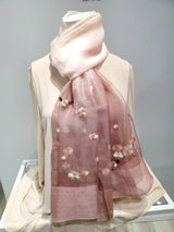 Ombre' Embroidered Silk Chiffon Scarf