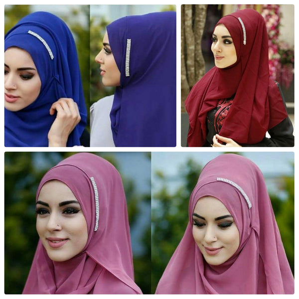 Chiffon Side Crystal Instant Hijab