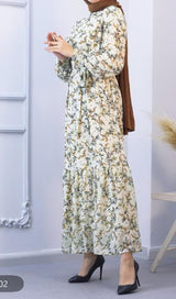 Beige Floral Chiffon Maxi