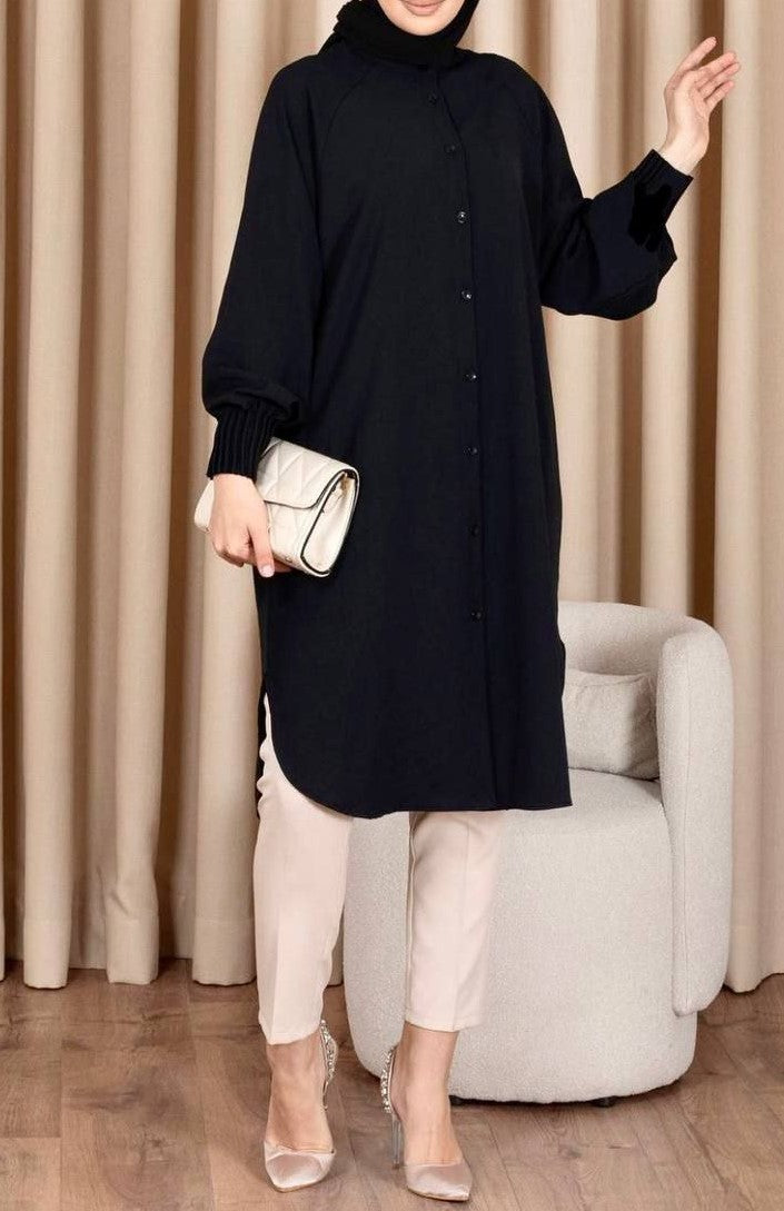 Button Front Tunic (Black)