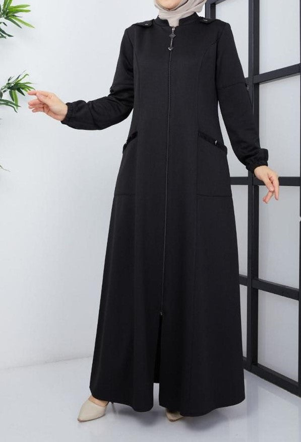 Dark Grey Winter Abaya