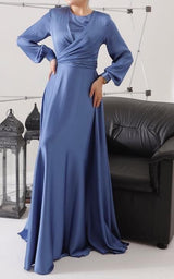 Tie-back Satin Silk Gown (Azure Blue)