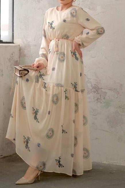 Ivory Print Chiffon Maxi