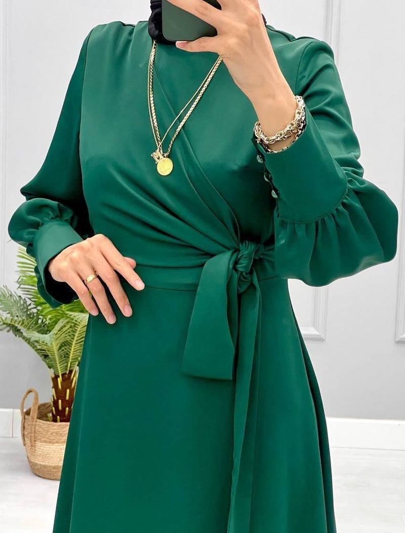 Emerald Side Tie Dress