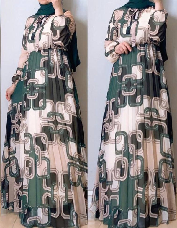 Geometric Print Chiffon Maxi (Emerald)