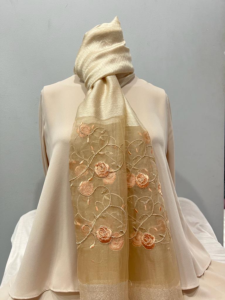 Floral Embroidery Fancy Scarf