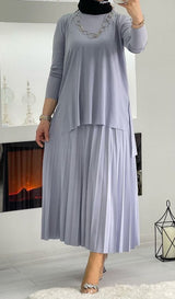Pleated Skirt Set (Silver Grey)